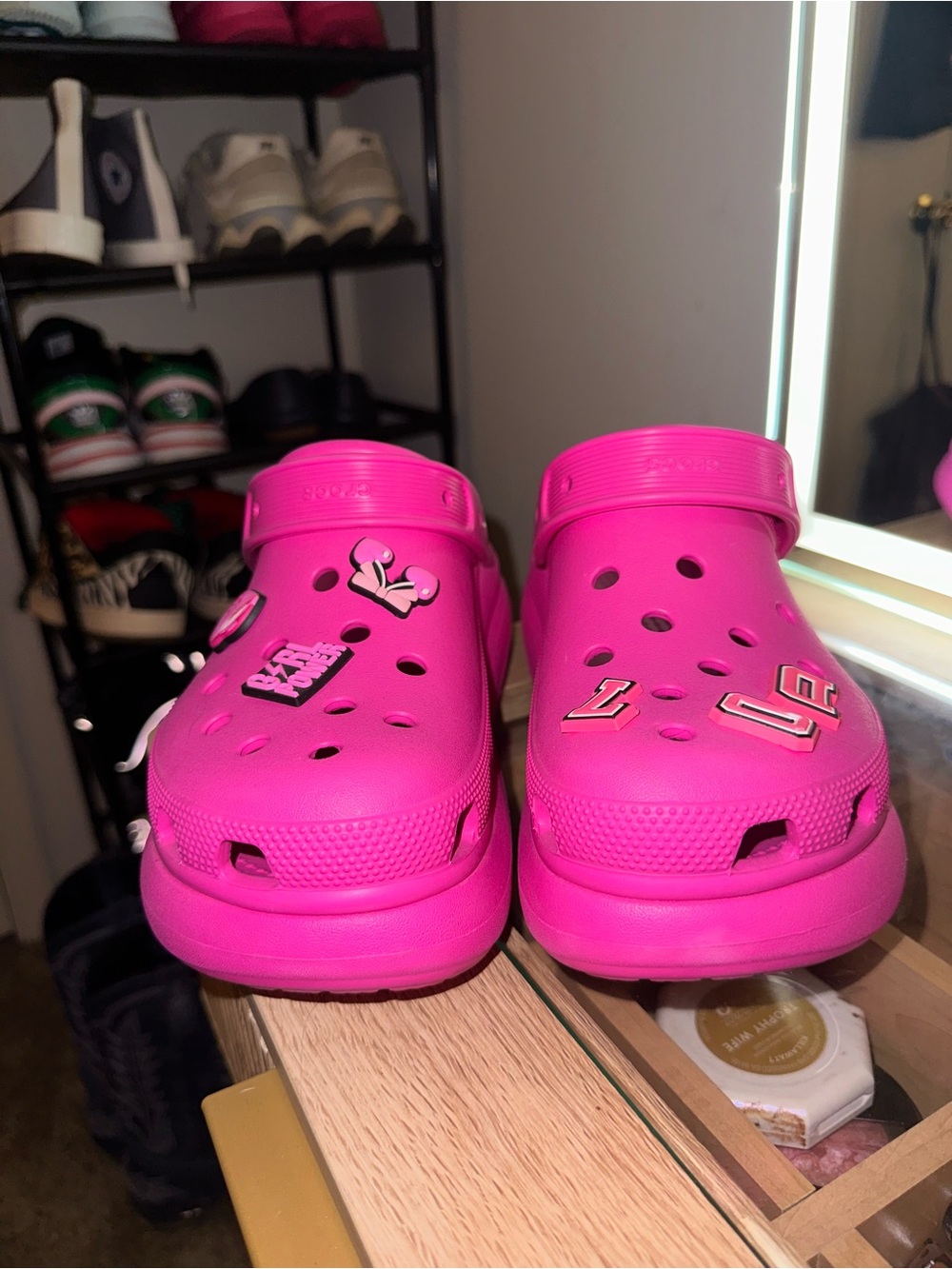 Crocs Platform Hot Pink Classic Clog with Charms - Picture 3 of 4